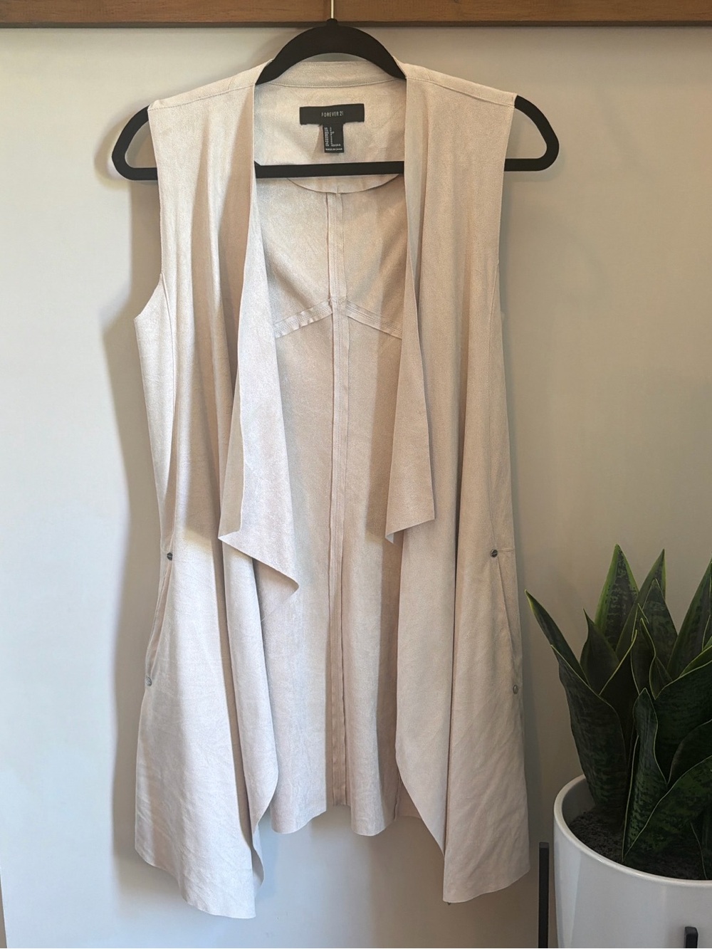 Forever 21 Cream Drape Front Sleeveless Vest